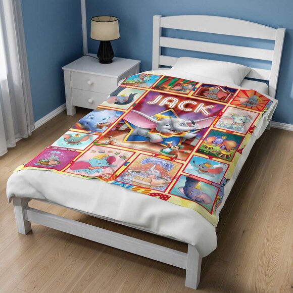 Custom Dumbo Blanket, Magic Kingdom Dumbo Fleece Blanket - Picture 3 of 4